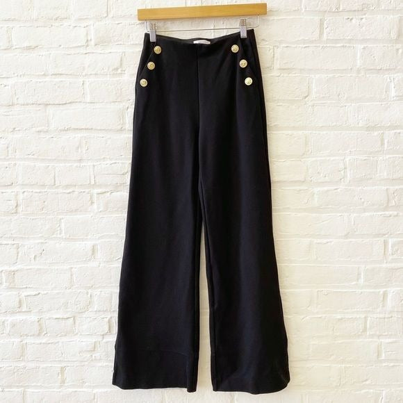 & Other Stories || Ponte Knit Wide Leg Sailor Pants Pull On Black 2