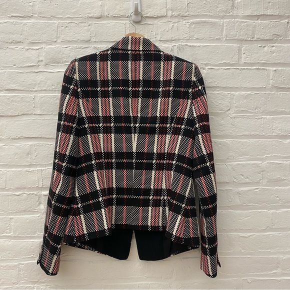 1. State || London Calling Plaid Single Button Blazer Black Red Holiday 8