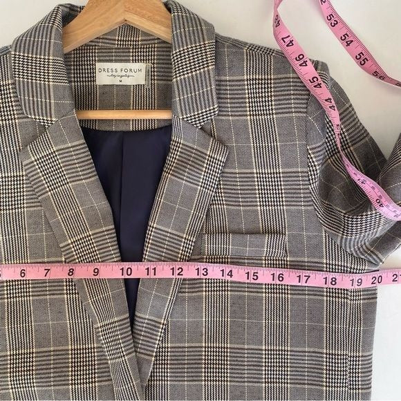 Dress Forum || Plaid Boyfriend Blazer Long Single Button Medium