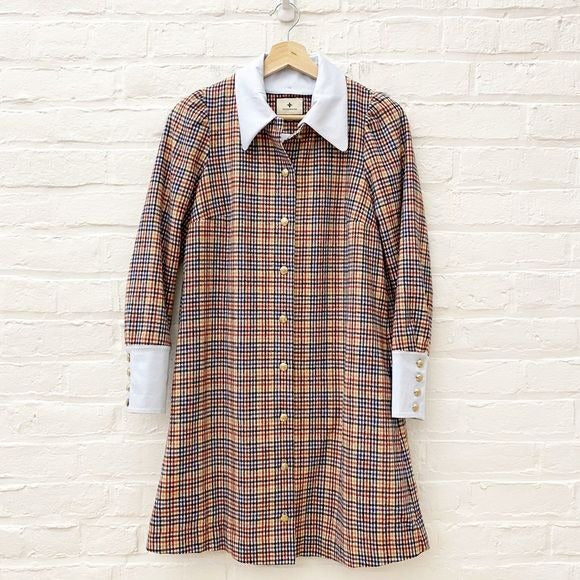 Tuckernuck || Cambridge Check Plaid Twiggy Dress Detachable Collar XS