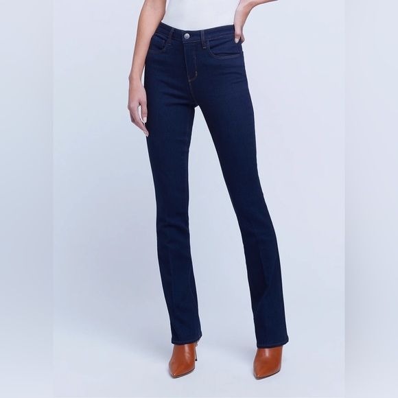 L' Agence || Oriana High Rise Straight Jeans Pants Dark Wash 30