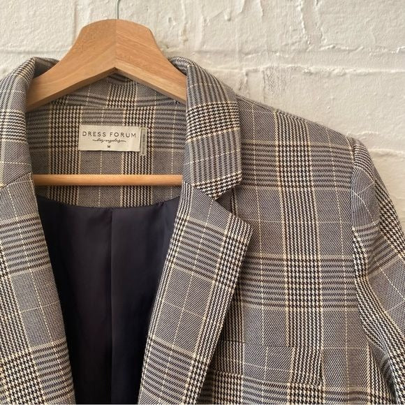 Dress Forum || Plaid Boyfriend Blazer Long Single Button Medium