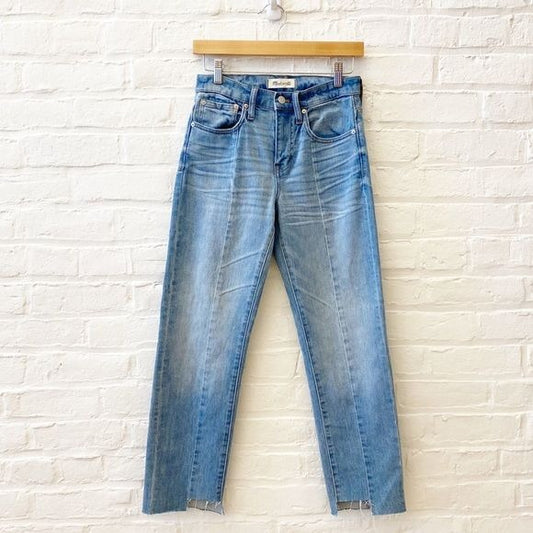 Madewell || Cruiser Straight Jeans: Reconstructed Edition Blue Raw Step Hem 24