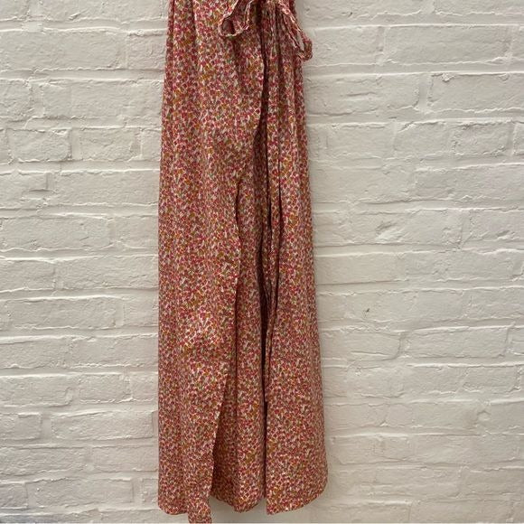 Ann Mashburn || Floral Wrap Maxi Dress Cotton Medium