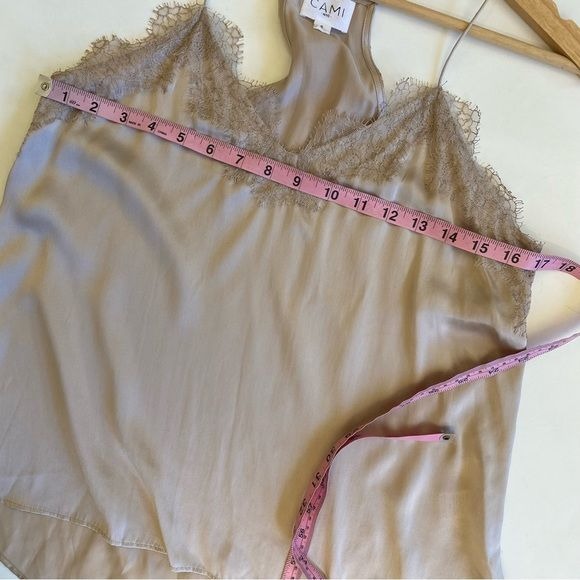 Cami NYC || Racer Tank Silk Charmeuse Lace Camisole Blush Beige Small