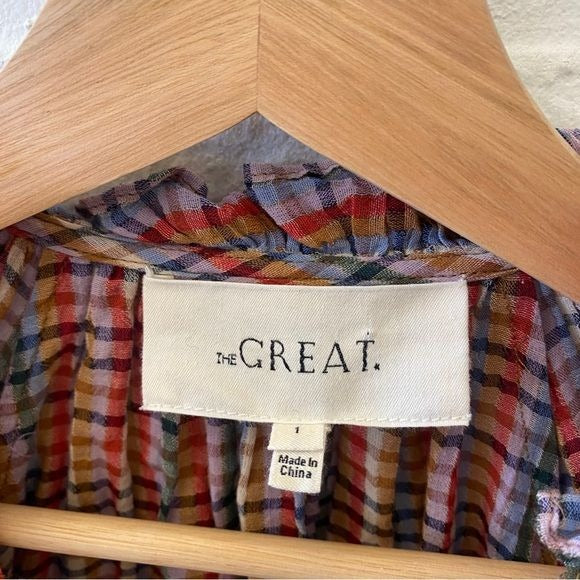 The Great. || Gather Top in Midsummer Plaid Size 1 US Small