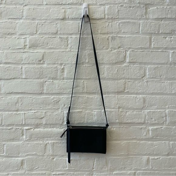 All Saints || Fetch Leather Wallet on a Chain Convertible Crossbody Bag Black