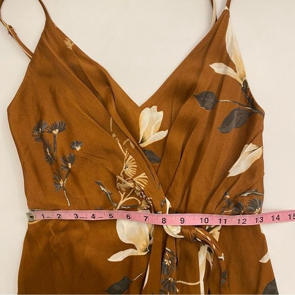 Shona Joy || St. Lucia Tie Front Drape Dress Floral Brown Tan 4