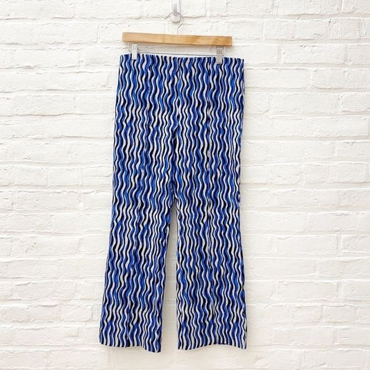 Anthropologie || Maeve Margot Pull On Cropped Kick Flare Pants Blue Medium