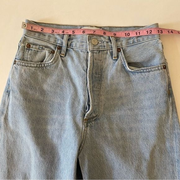 AGOLDE || 90's Pinch Waist Imitate Light Wash Distressed Hem Straight Jeans 25