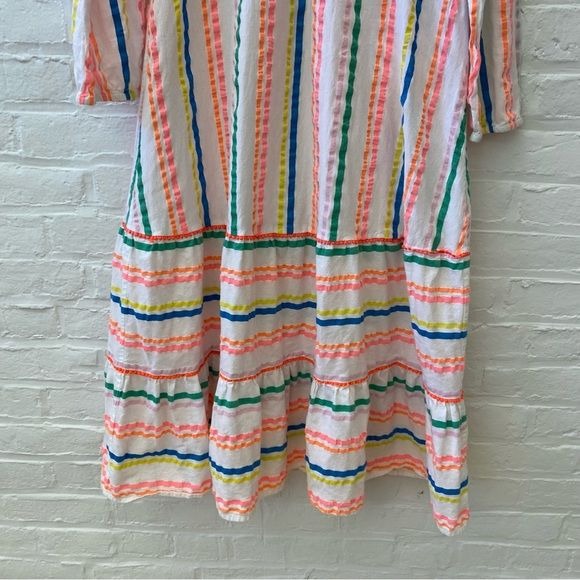 Boden || Tiered Neon Stripe A-line Sundress White Rainbow US 2