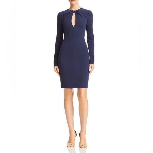 Black Halo || Keyhole Knot Twist Sheath Dress Navy Blue 12