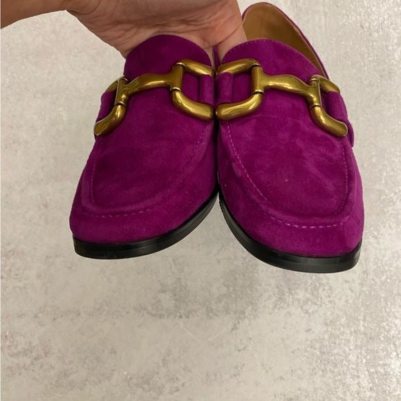 Anthropologie || Bibi Lou Zagreb Suede Loafer Buckle Magenta Pink Purple 37