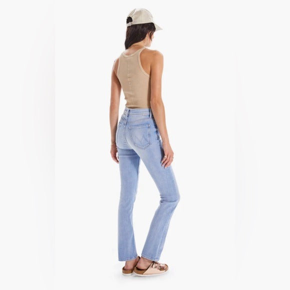 Mother || Mid Rise Dazzler Flood Jeans in Sweet Petals Light Wash 26