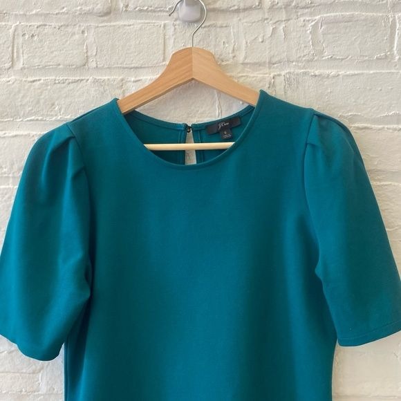 J. Crew || Puff Sleeve Ponte Knit Top Spicy Jade Green Small