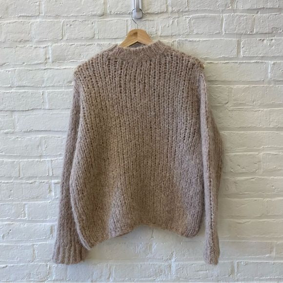 & Other Stories || Chunky Knit Alpaca Mock Neck Sweater Beige XS