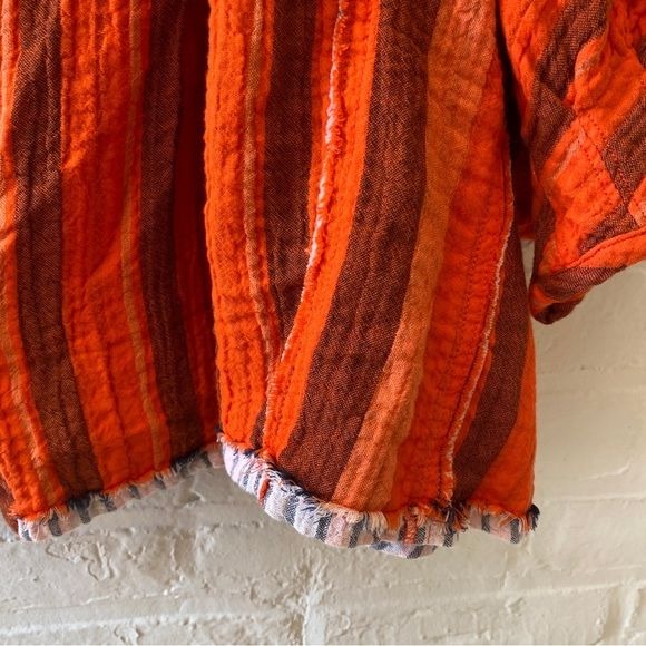 Free People || Lisbon Striped Top Yarn-Dyed Orange