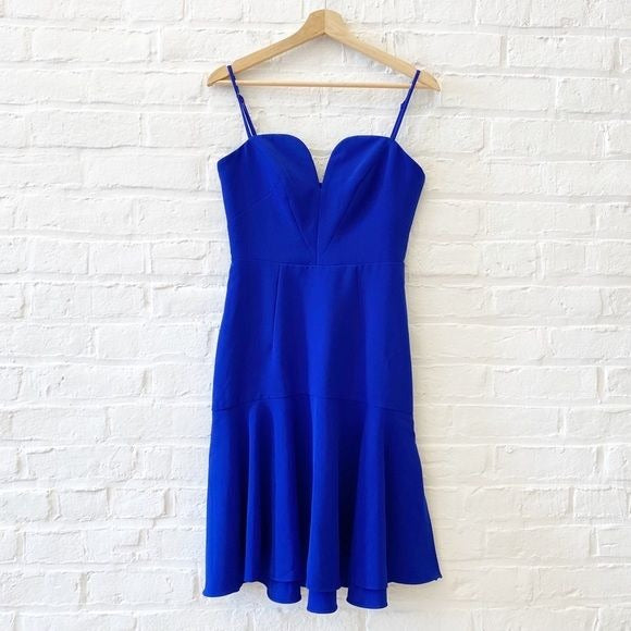 Milly || Kelly Sweetheart Fit & Flare Cocktail Dress Italian Cady Cobalt Blue 2