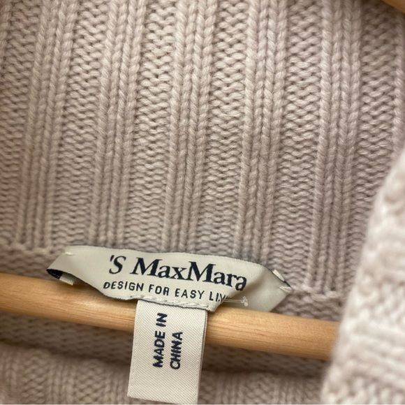 ‘S Max Mara || Mantova Cashmere Blend Mockneck Turtleneck Sweater Beige Large