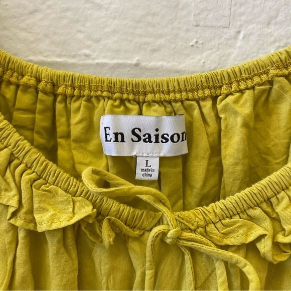 En Saison || Danielle Cotton Mini Babydoll Dress Yellow Green Large