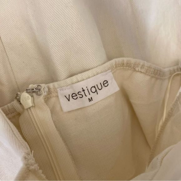 Vestique || Sweeter with Time Corset Halter Fit & Flare Mini Dress Cream Medium