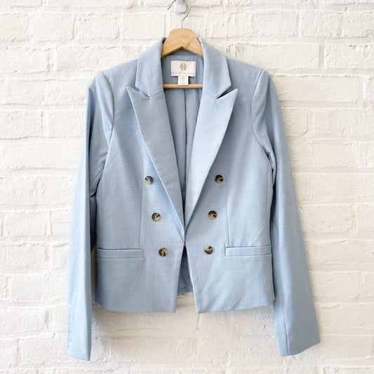 House of Harlow 1960 || Pointed Notched Lapel Blazer Jacket Light Blue Small