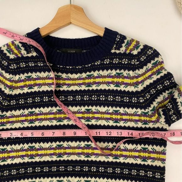 J. Crew || Striped Fair Isle Crewneck Sweater Navy XS