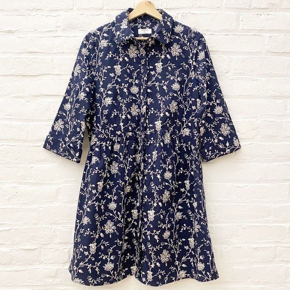 UNTUCKit || Demi Collared Shirt Dress Floral Navy Medium