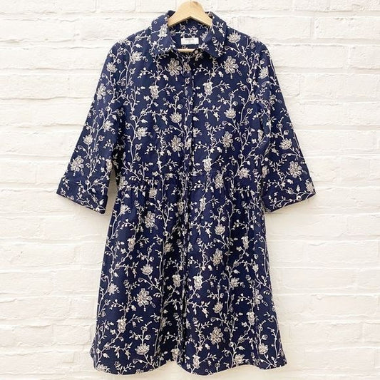 UNTUCKit || Demi Collared Shirt Dress Floral Navy Medium