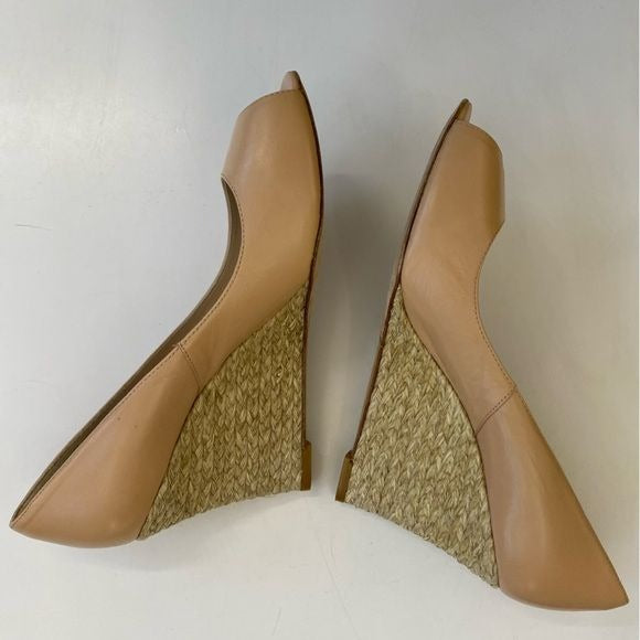 L.K. Bennett || Estela Espadrille Wedge Peeptoe Pump Nude Tan 41