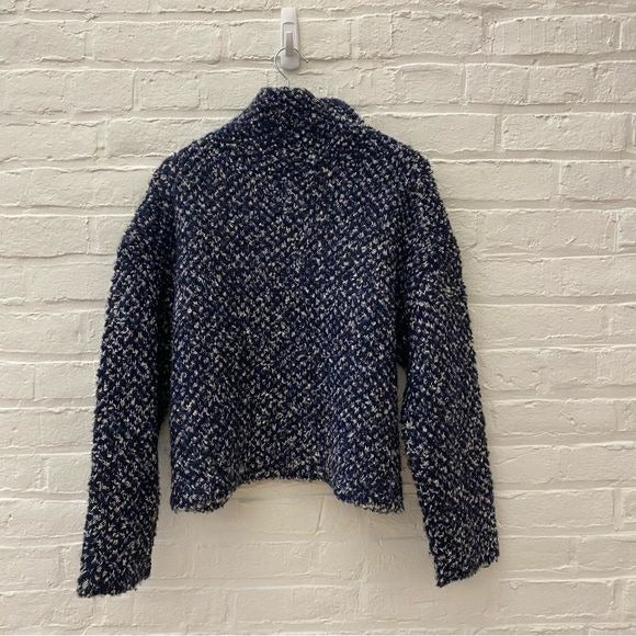 3.1 Phillip Lim || New Boucle Jacquard Mock Neck Sweater Navy Multi XS