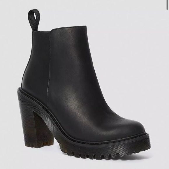 Dr. Martens || Magdalena Leather Heeled Chelsea Boots Black 9