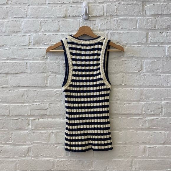 Veronica Beard || Jerrel Knit Tank in Navy Ivory White Stripe Medium NWT