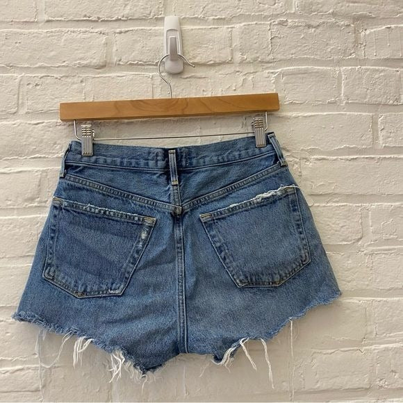 AGOLDE || Parker Vintage Cut Off Shorts Denim in Dark Swapmeet Blue 25