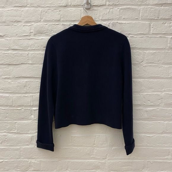 Sezane || Betty Cardigan Sweater Jacket Blazer Navy Blue Crochet Small