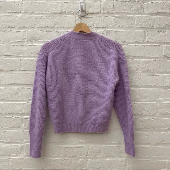 J.Crew || Ribbed V-neck Cardigan Sweater Alpaca Wool Petunia Lavender Purple XXS