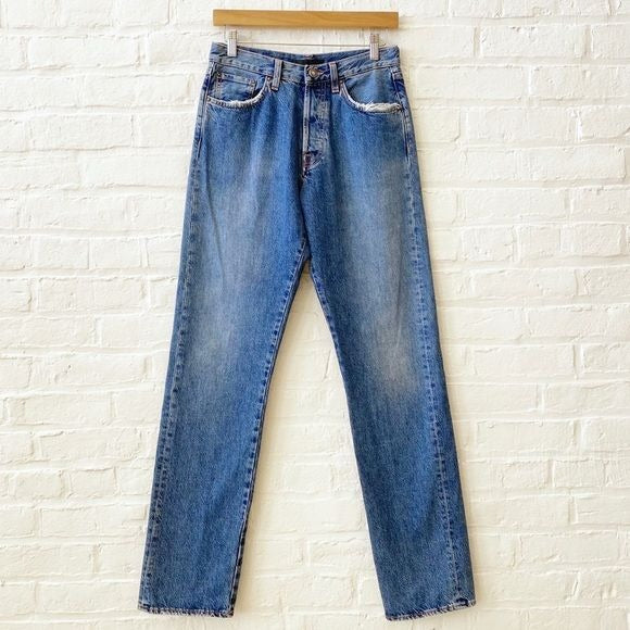 Made in Tomboy || High Rise Straight Leg Jeans Italian Denim Blue 29 NWT