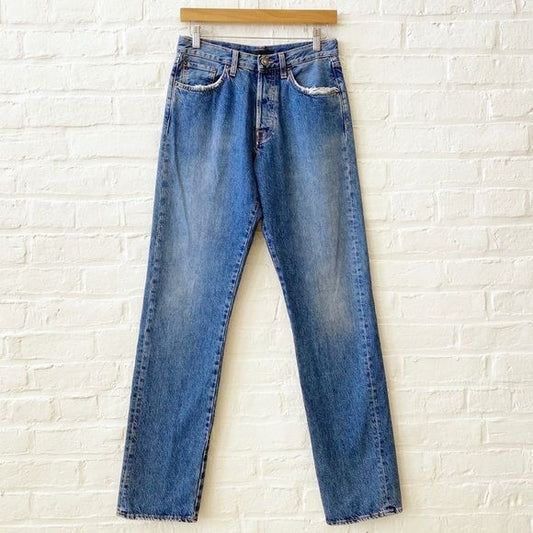 Made in Tomboy || High Rise Straight Leg Jeans Italian Denim Blue 29 NWT