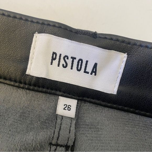 Pistola || Rumi Vegan Leather Mini Skirt Tulip Dolphin Hem Black 26