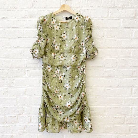 Dolce Viva Collection || Gathered Floral Mini Dress Green