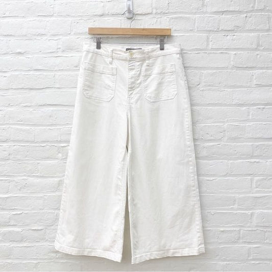 J.Crew || Point Sur Wide-leg Crop Jean Patch Pocket Sailor Nautical White 31