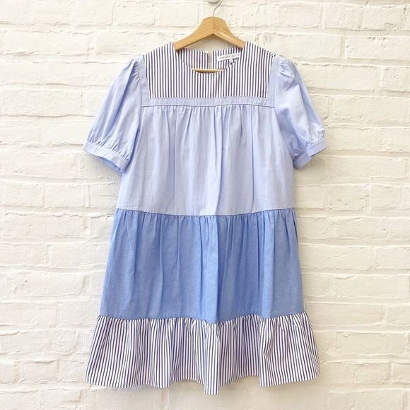 Tuckernuck || English Factory Quinn Tiered Striped Mini Dress Blue Small