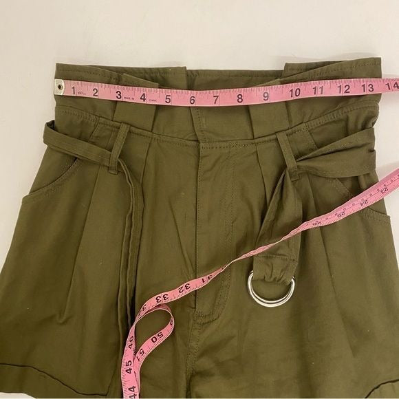 Marissa Webb || Dixon Twill Paperbag Shorts Belted Pleated Olive Army Green 4