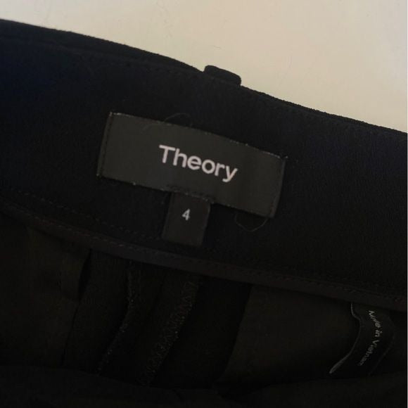 Theory || Sash Tie Pant in Crepe Trouser Ankle Black 4