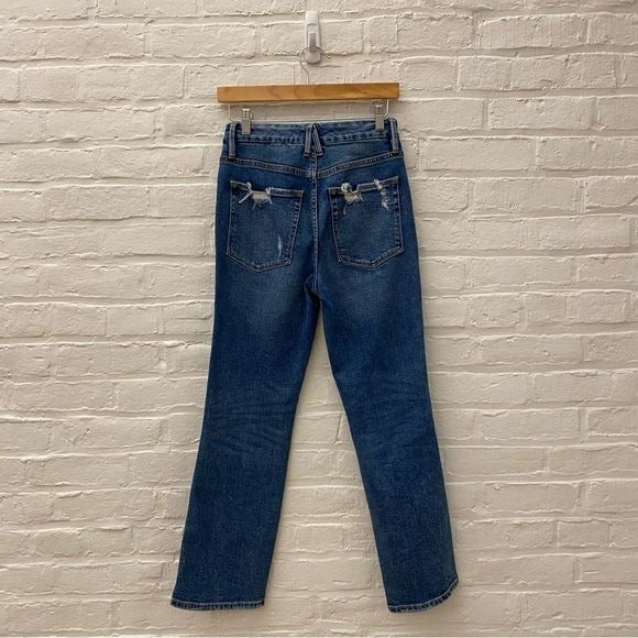 Good American || Good Curve Straight High Waist Denim Jeans Distressed 28 6