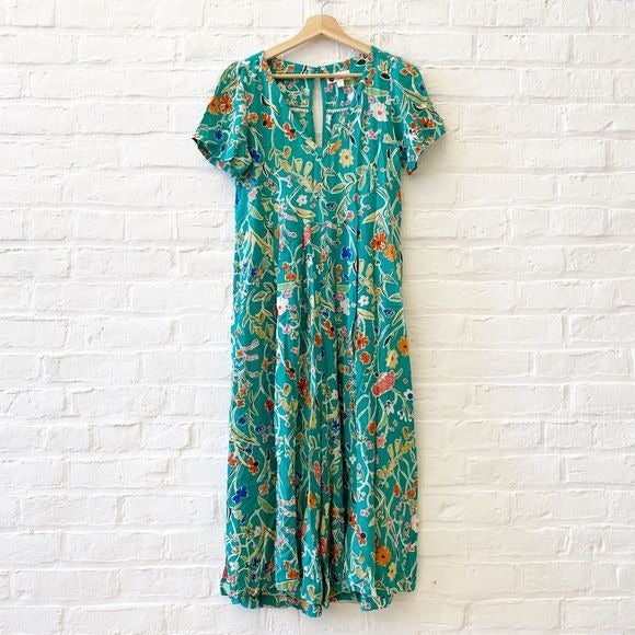 Anthropologie || Floreat Yardley Wide Leg Cropped Jumpsuit Green Floral XS