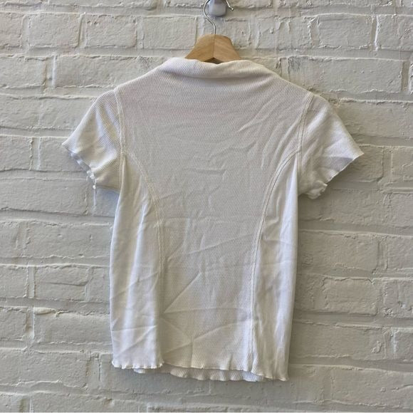 Rag & Bone || High Mock Neck Lettuce Edge Short Sleeve Tee Top White XS