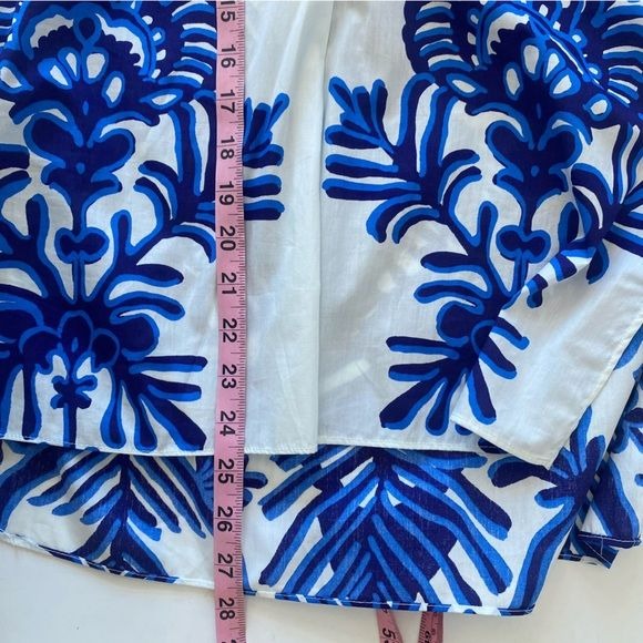 Zara || Blue and White Printed Blouse Top XS