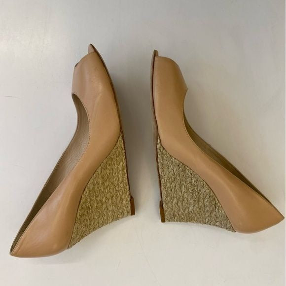 L.K. Bennett || Estela Espadrille Wedge Peeptoe Pump Nude Tan 41