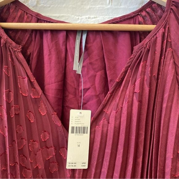 Anthropologie || Toulon Pleated Swing Dress Burgundy Medium NWT